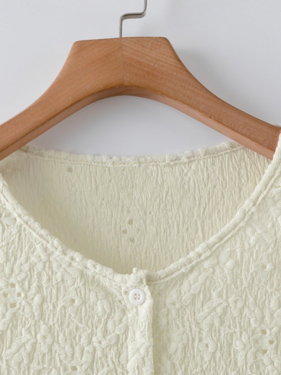 Lace Lightweight Button Up Cardigan - Wow Store