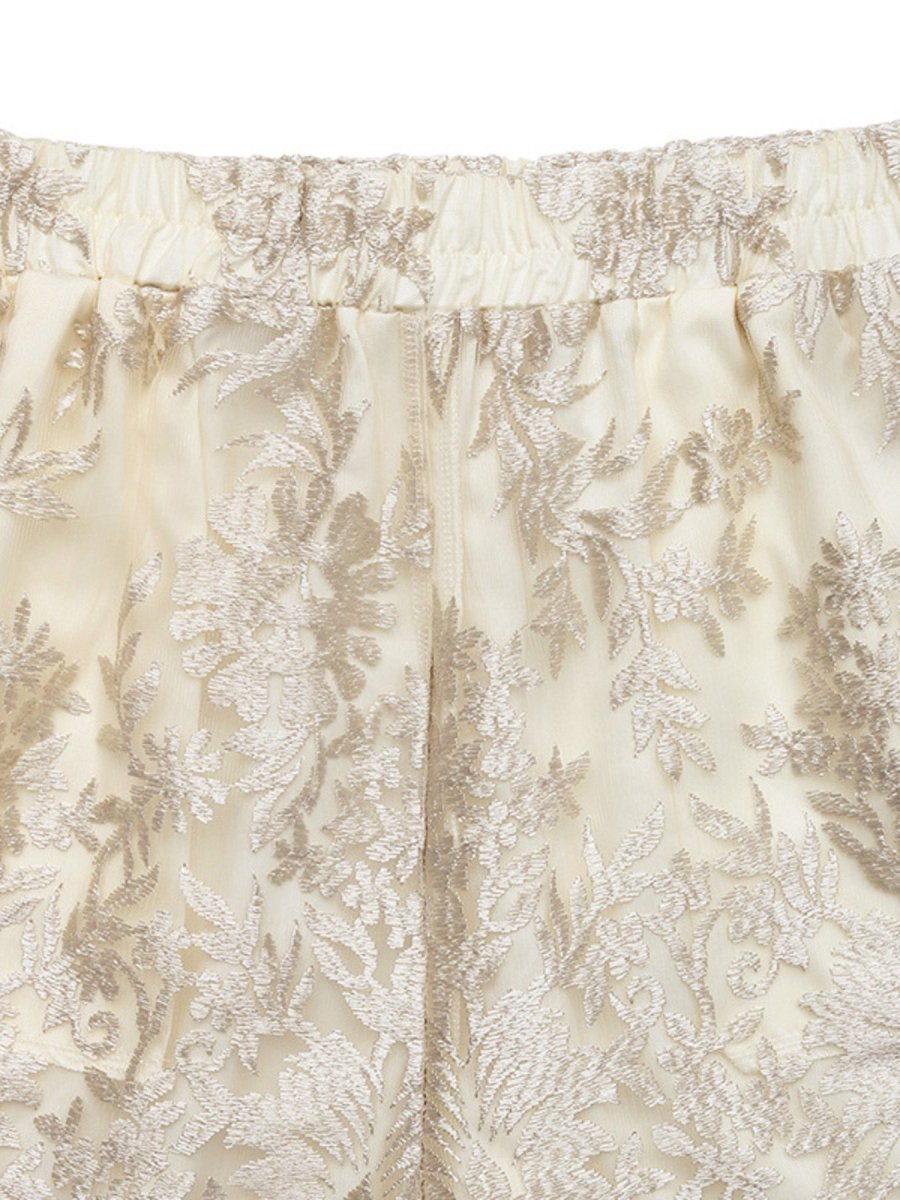 Lace Scalloped Hem Elastic Waist Shorts - Wow Store