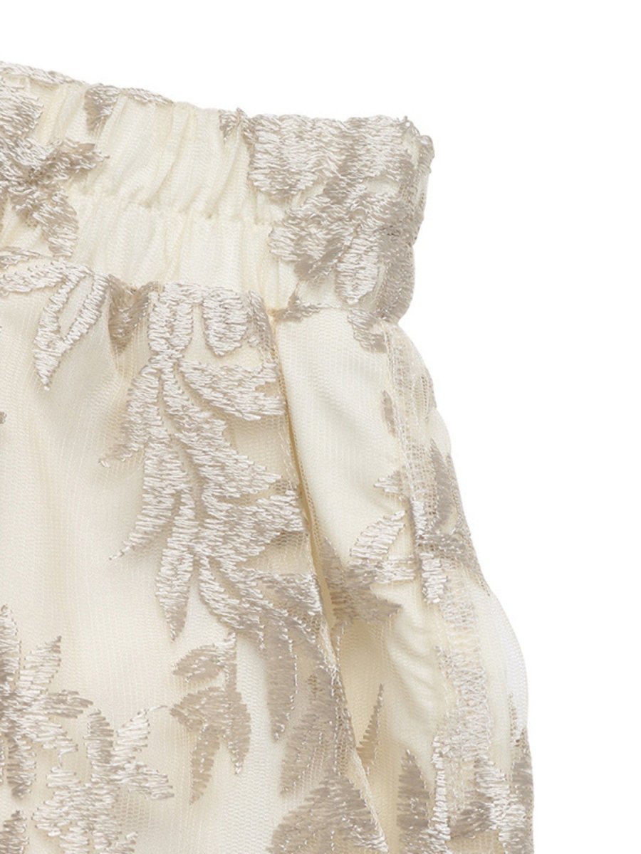 Lace Scalloped Hem Elastic Waist Shorts - Wow Store