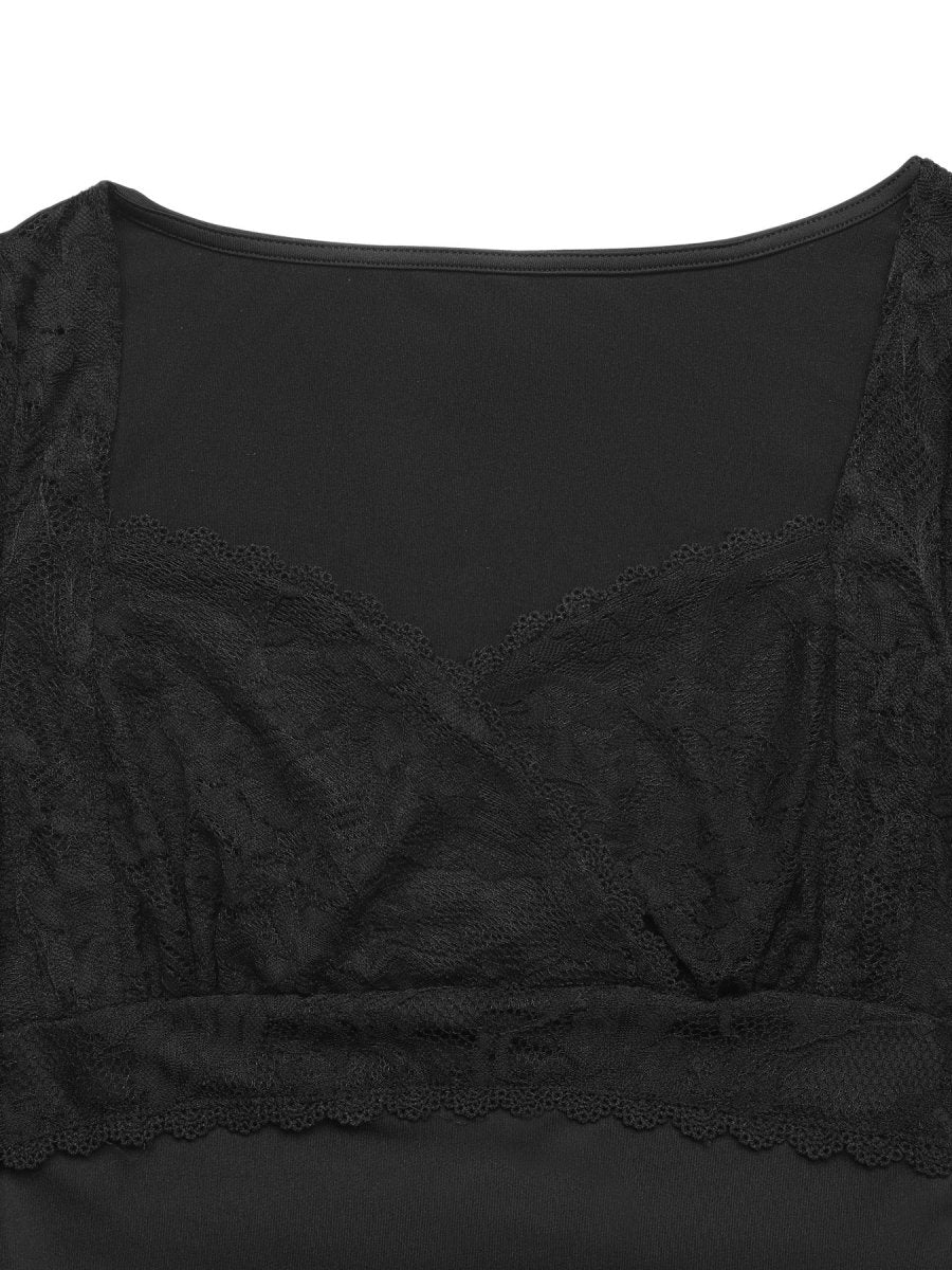 Lace Sweetheart Neck Cap Sleeve Bodysuit - Wow Store