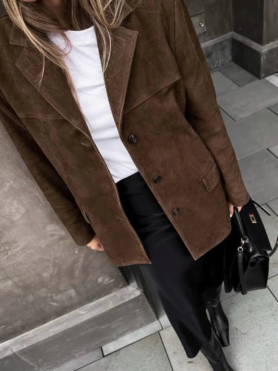 Lapel Collar Button Up Jacket - Wow Store