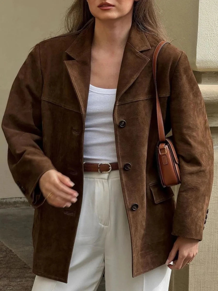 Lapel Collar Button Up Jacket - Wow Store