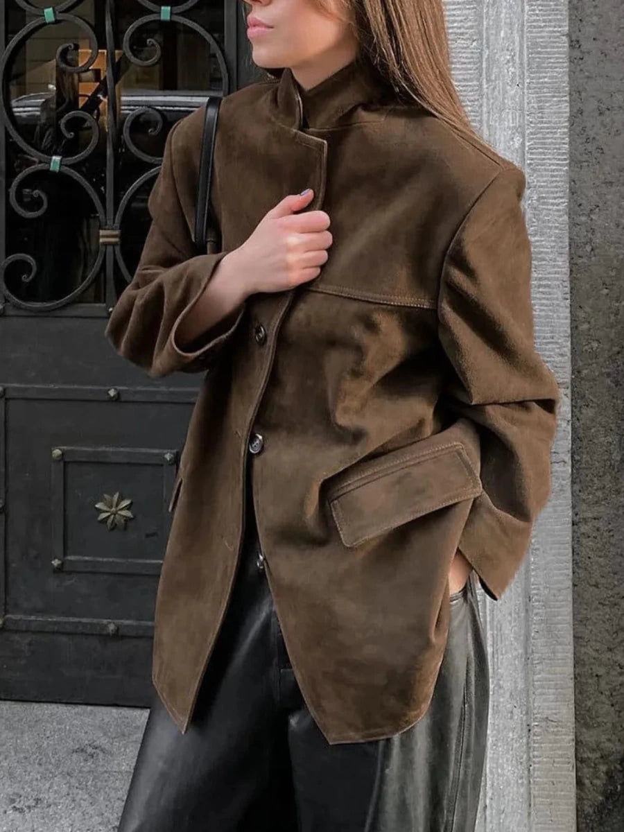 Lapel Collar Button Up Jacket - Wow Store