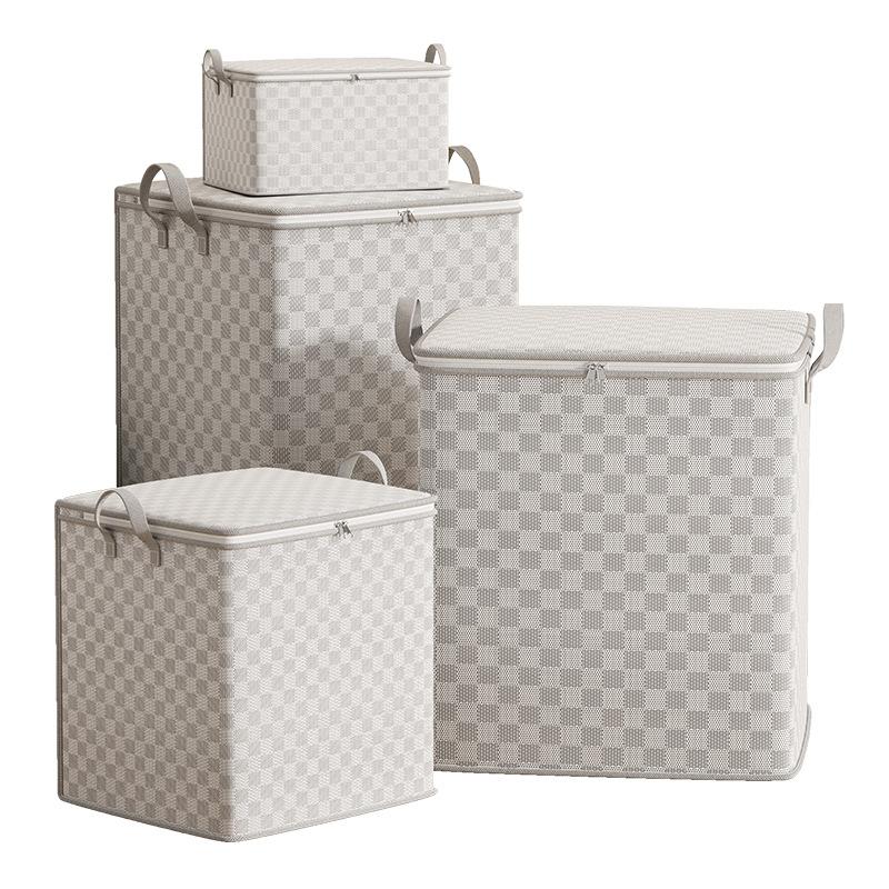 Large capacity clothes storage bag made of breathable fabric with zipper closure and sturdy handles