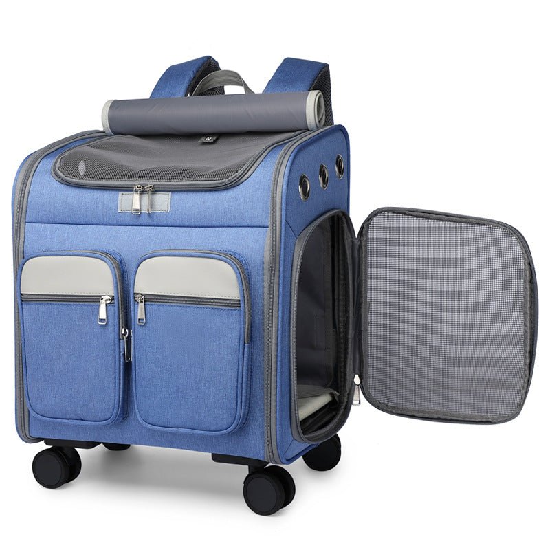Large Capacity Foldable Pet Trolley Backpack with Wheels - WowStore.live