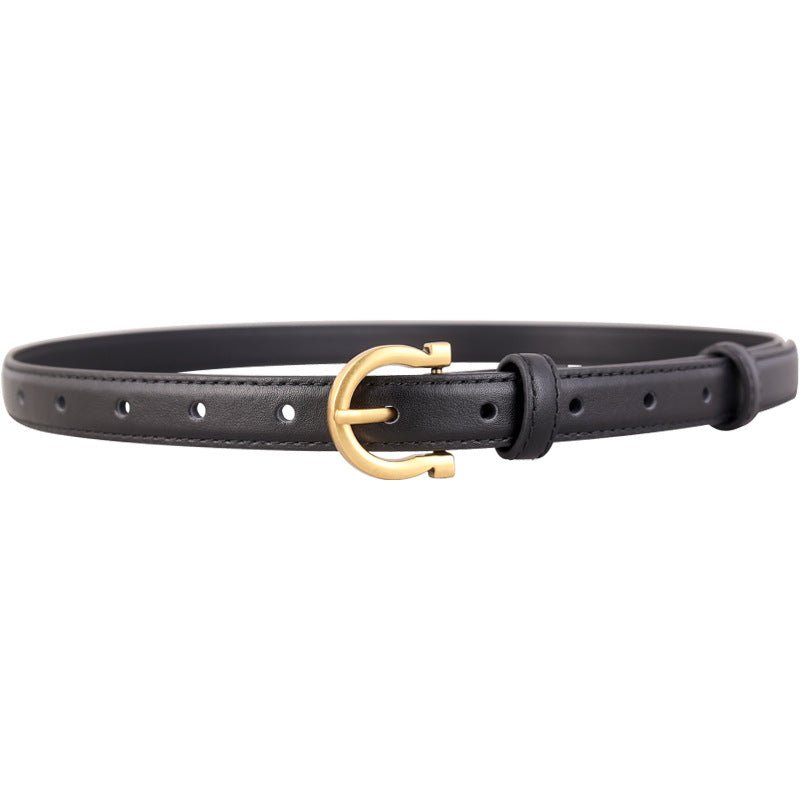 Leather Belt with Golden Buckle - Wow Store