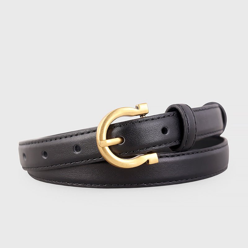 Leather Belt with Golden Buckle - Wow Store