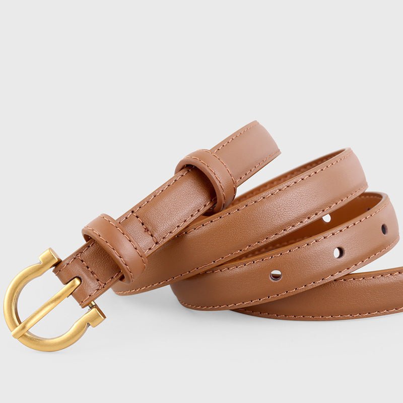 Leather Belt with Golden Buckle - Wow Store