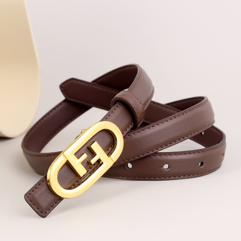 Leather Belt with Golden Buckle - Wow Store