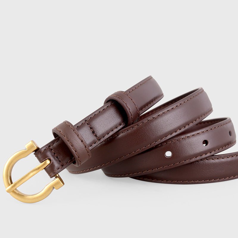 Leather Belt with Golden Buckle - Wow Store