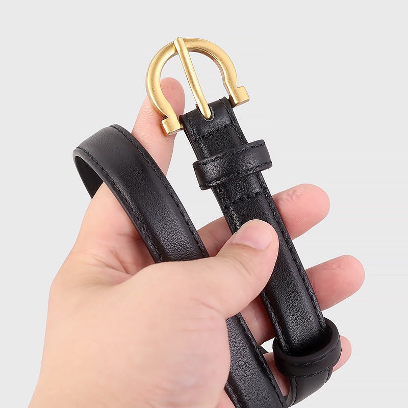 Leather Belt with Golden Buckle - Wow Store