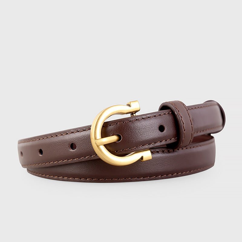 Leather Belt with Golden Buckle - Wow Store