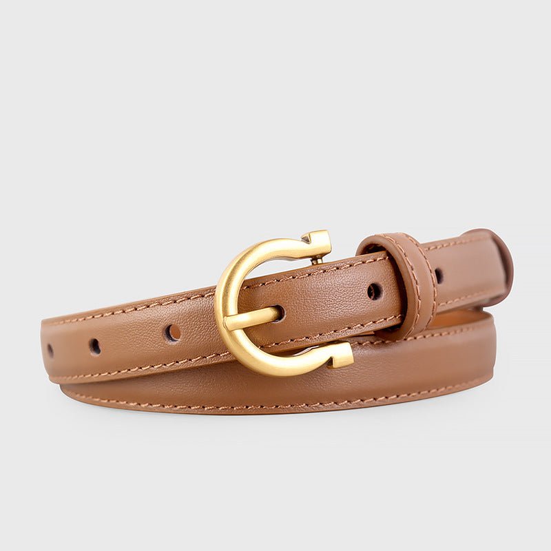 Leather Belt with Golden Buckle - Wow Store