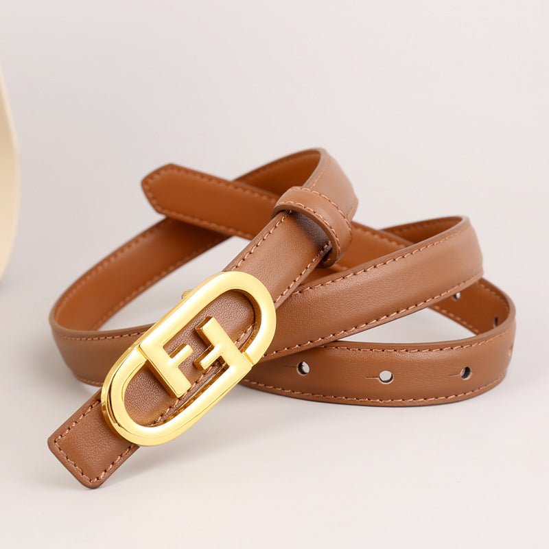 Leather Belt with Golden Buckle - Wow Store