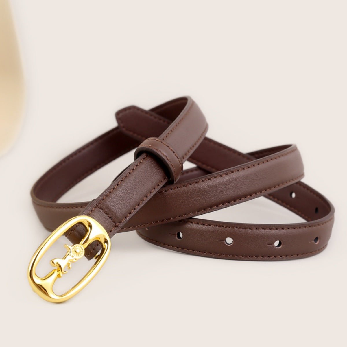 Leather Belt with Horse Carriage Buckle - Wow Store