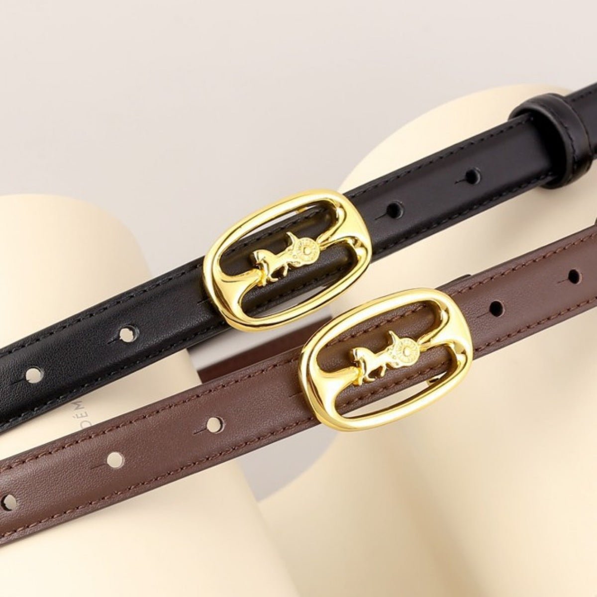 Leather Belt with Horse Carriage Buckle - Wow Store