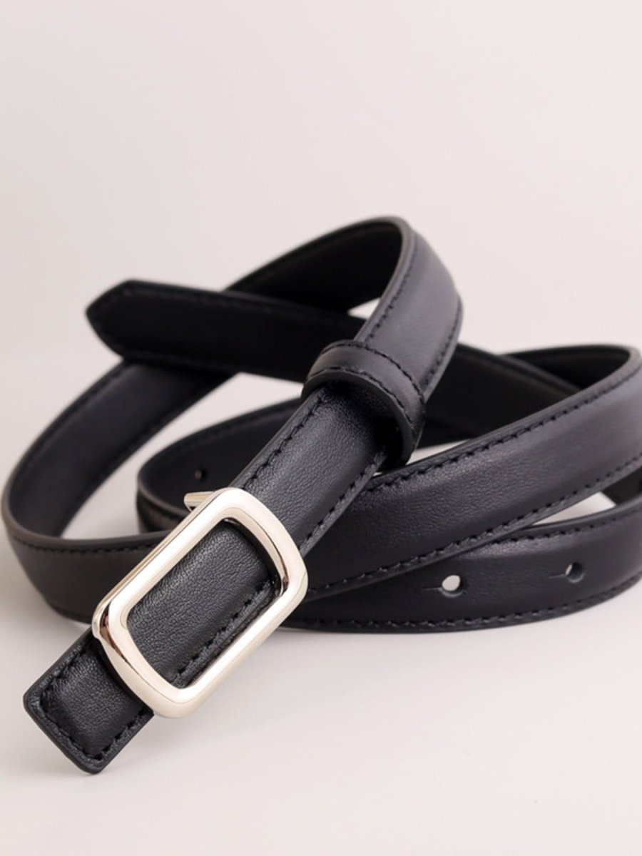 Leather Skinny Belt with Buckle - Wow Store