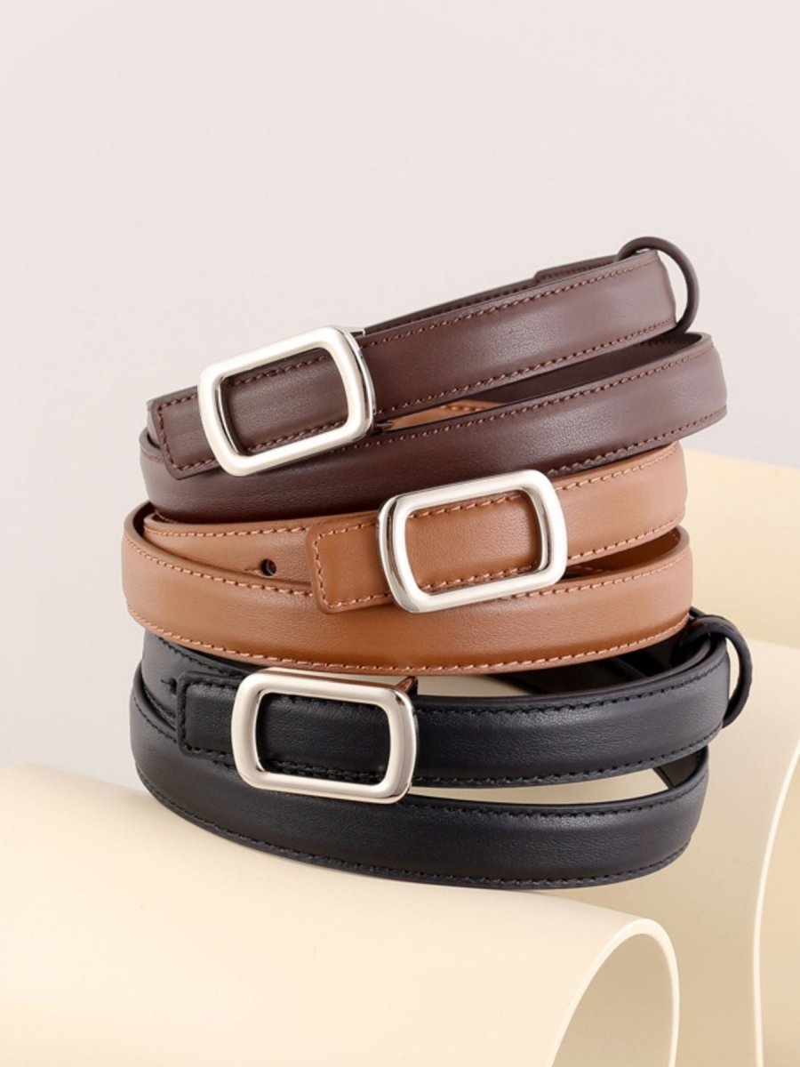 Leather Skinny Belt with Buckle - Wow Store