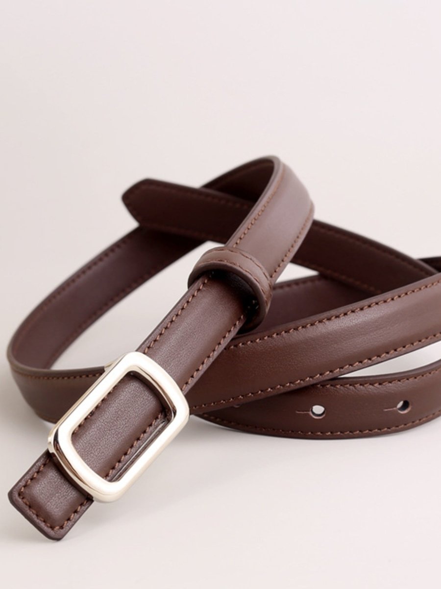 Leather Skinny Belt with Buckle - Wow Store
