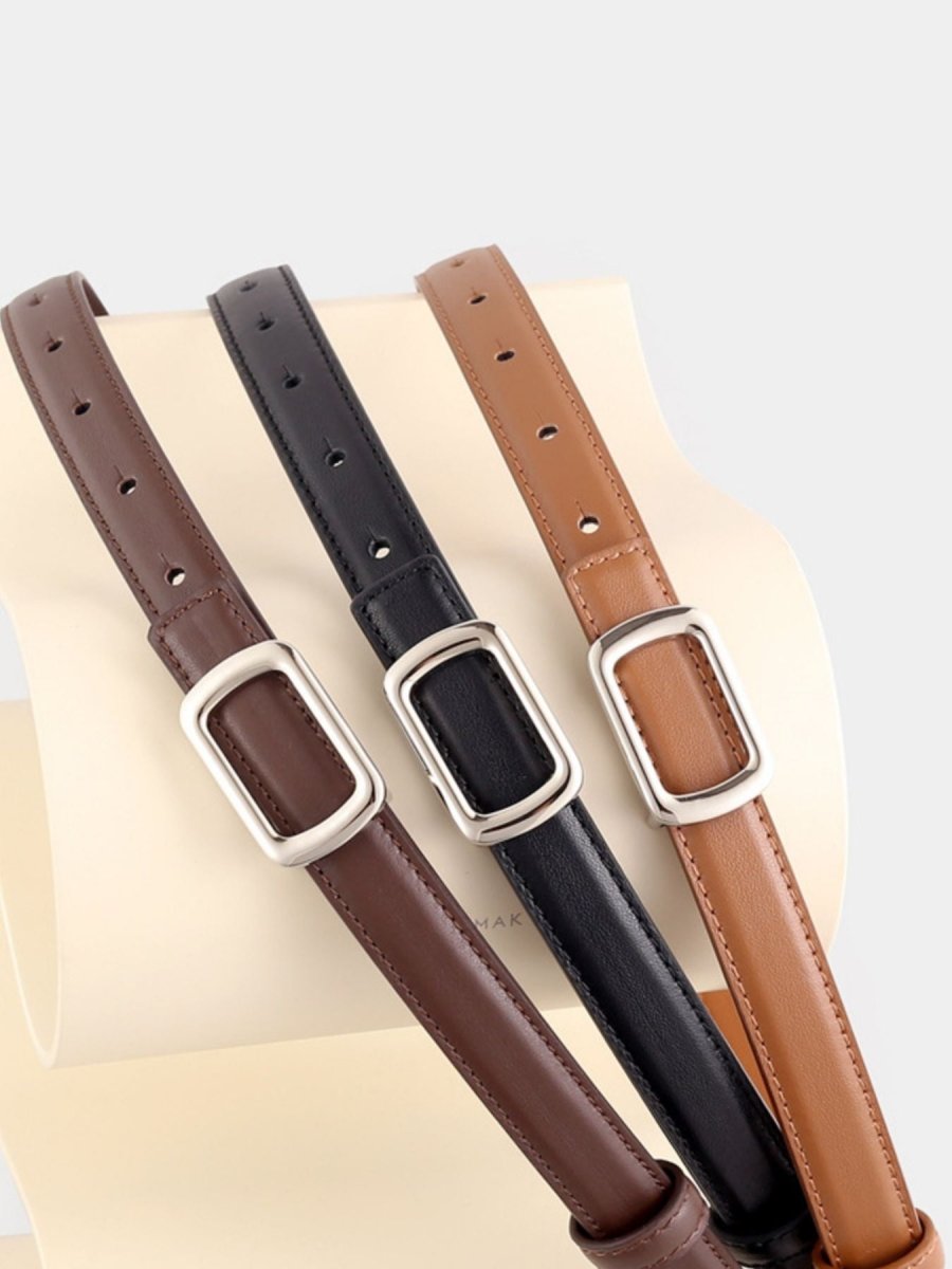 Leather Skinny Belt with Buckle - Wow Store