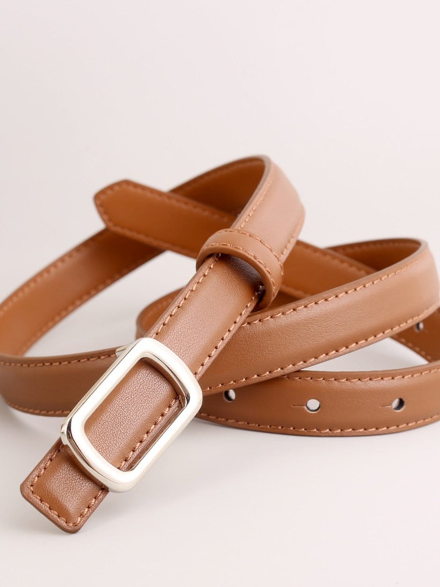 Leather Skinny Belt with Buckle - Wow Store