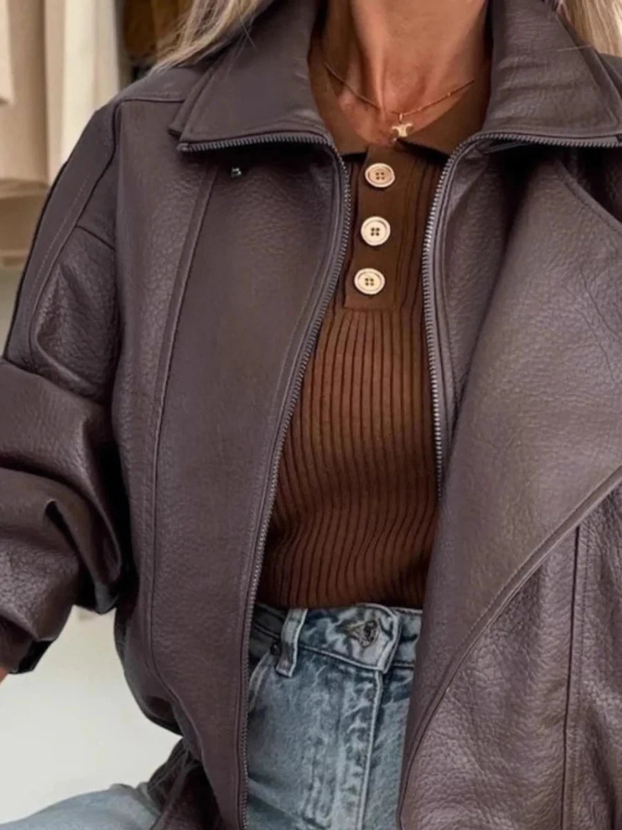 Leather Zip Up Jacket - Wow Store