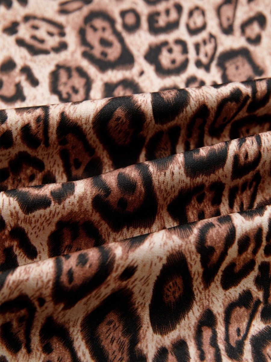 Leopard Bow Tie Puff Sleeve Blouse - Wow Store