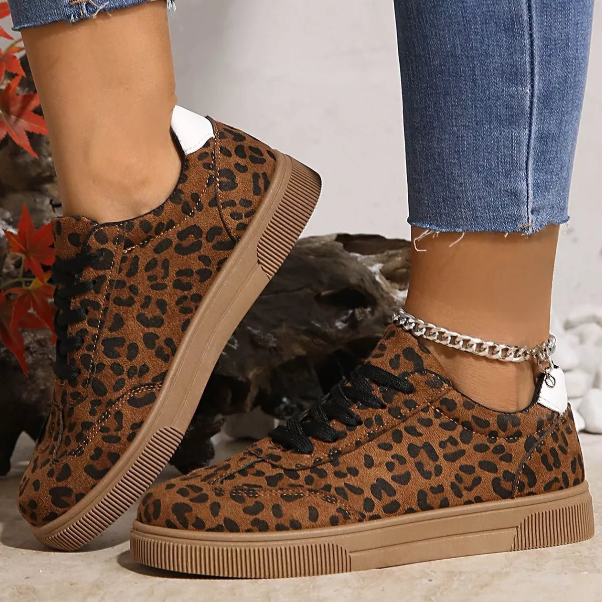 Leopard Lace Up Sneakers - Wow Store