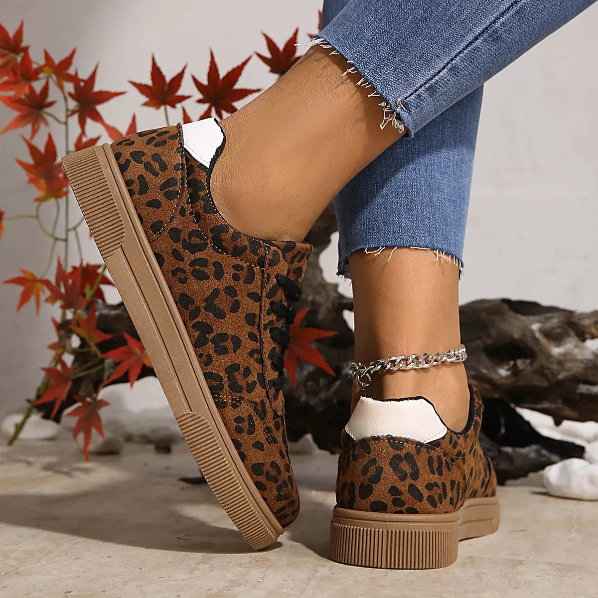 Leopard Lace Up Sneakers - Wow Store