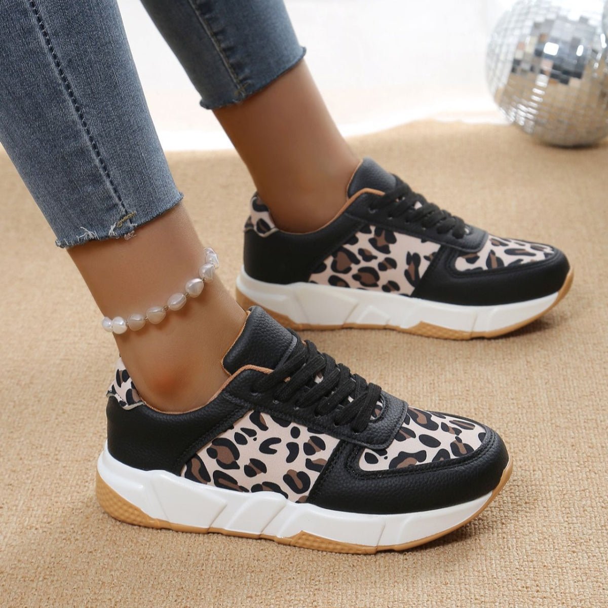 Leopard Lace Up Sneakers - Wow Store