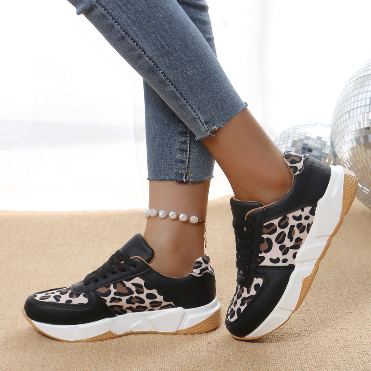 Leopard Lace Up Sneakers - Wow Store