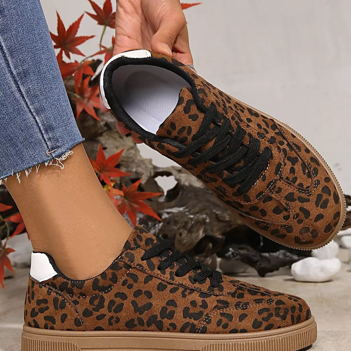 Leopard Lace Up Sneakers - Wow Store