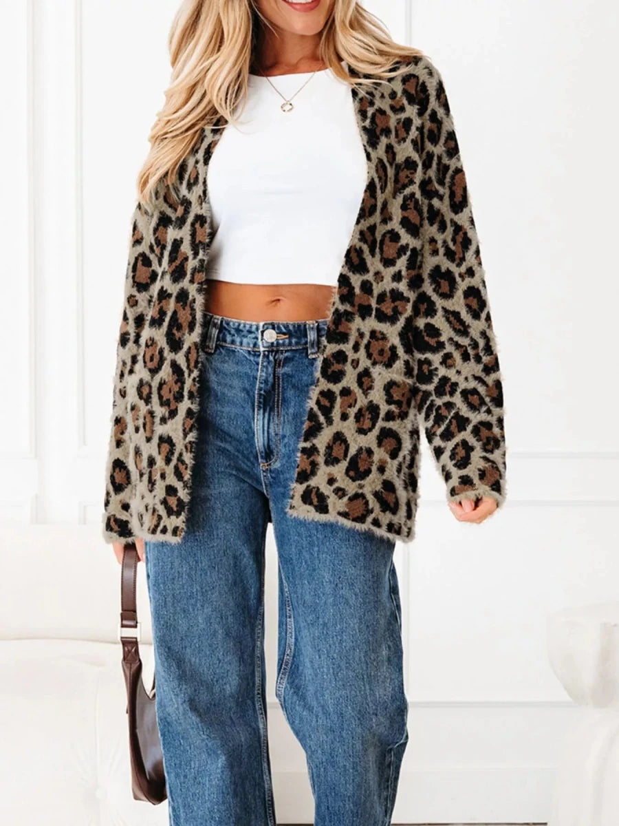Leopard Open Casual Cardigan - Wow Store