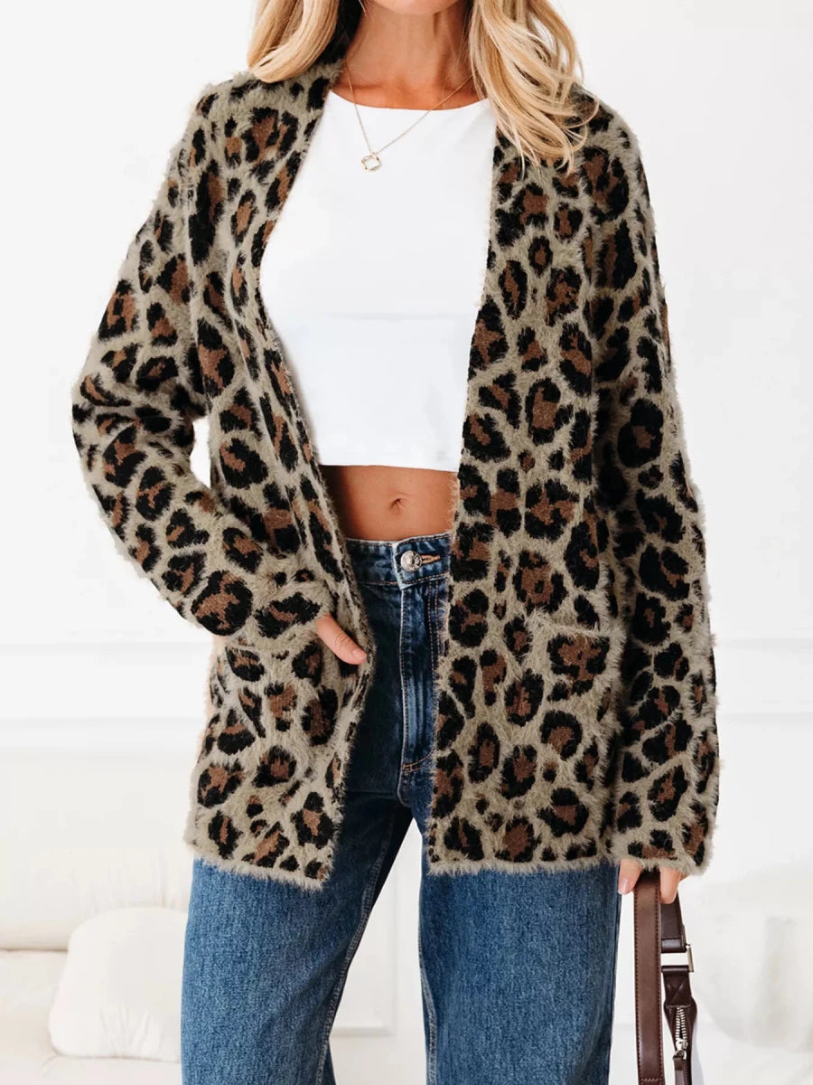 Leopard Open Casual Cardigan - Wow Store
