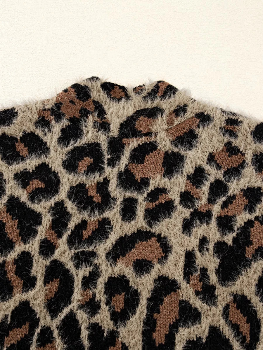 Leopard Open Casual Cardigan - Wow Store