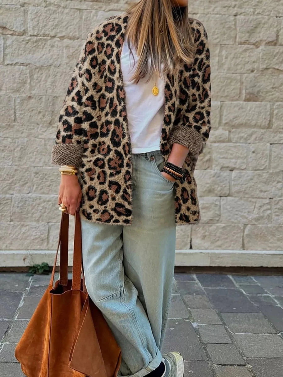 Leopard Open Casual Cardigan - Wow Store
