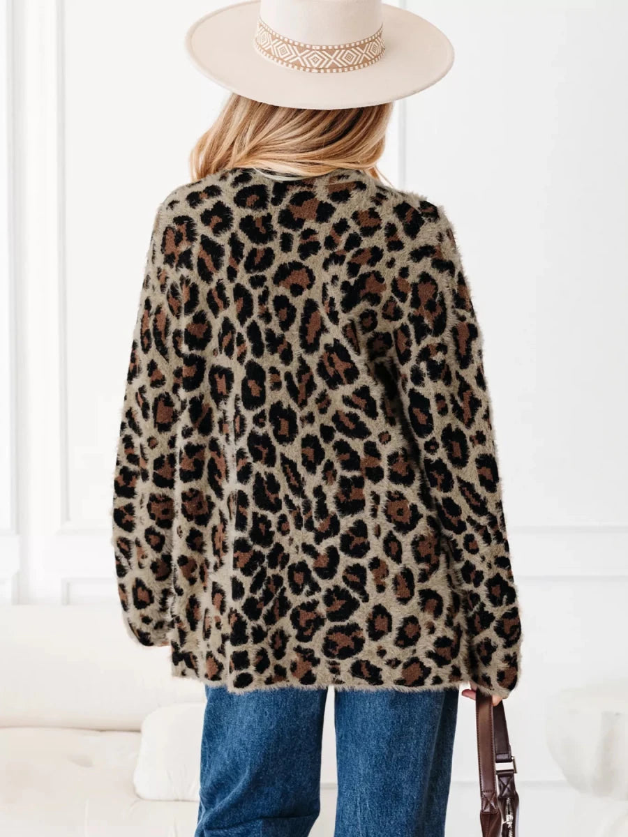 Leopard Open Casual Cardigan - Wow Store