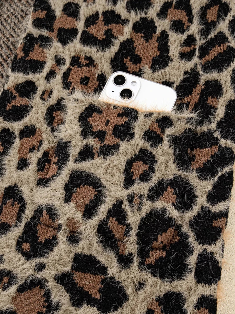 Leopard Open Casual Cardigan - Wow Store