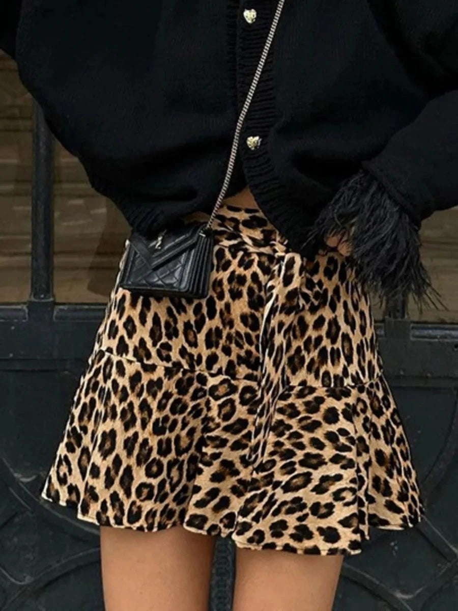 Leopard Print Mini Skirt - Wow Store