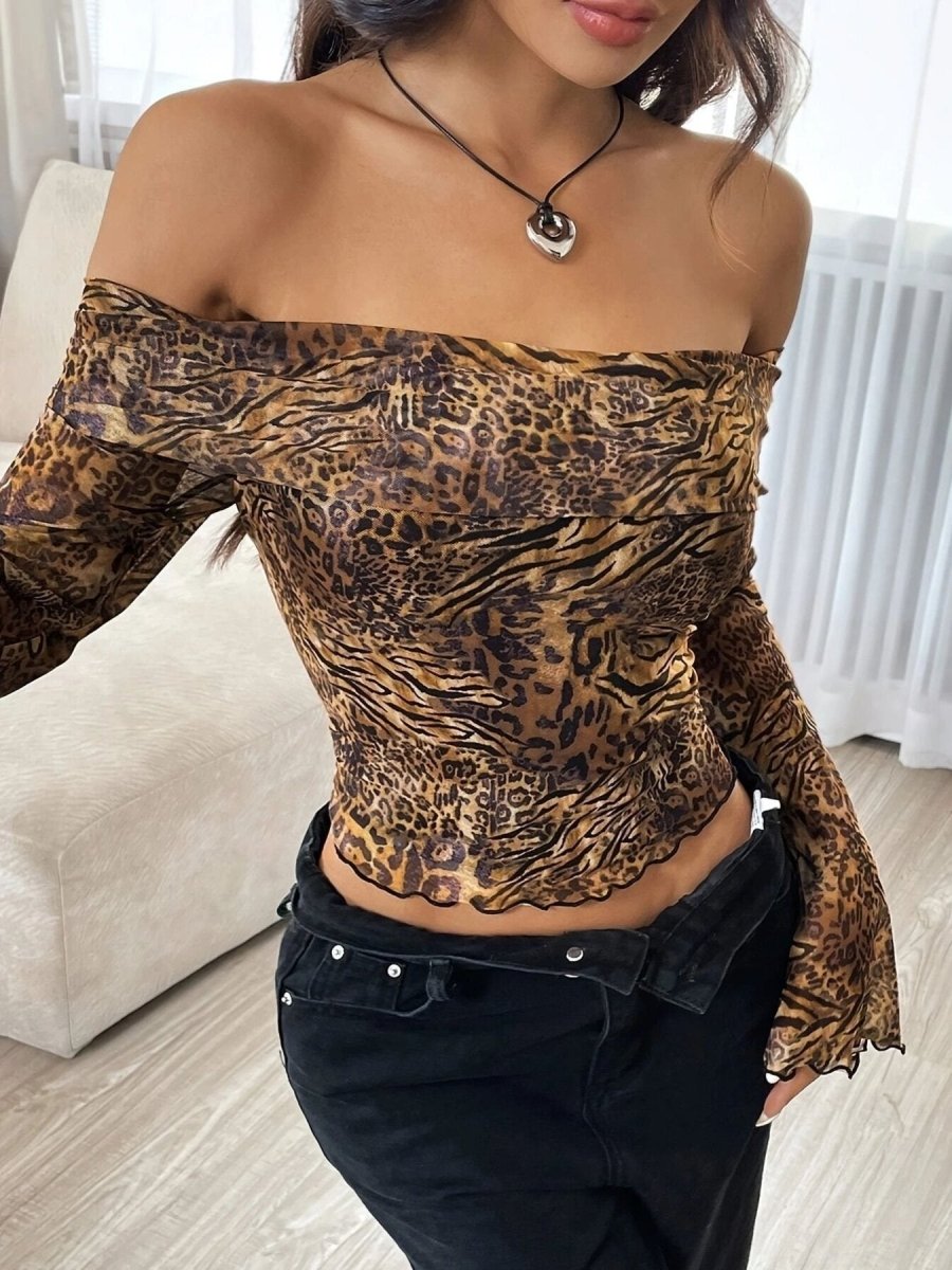 Leopard Print Off - Shoulder Top - Wow Store