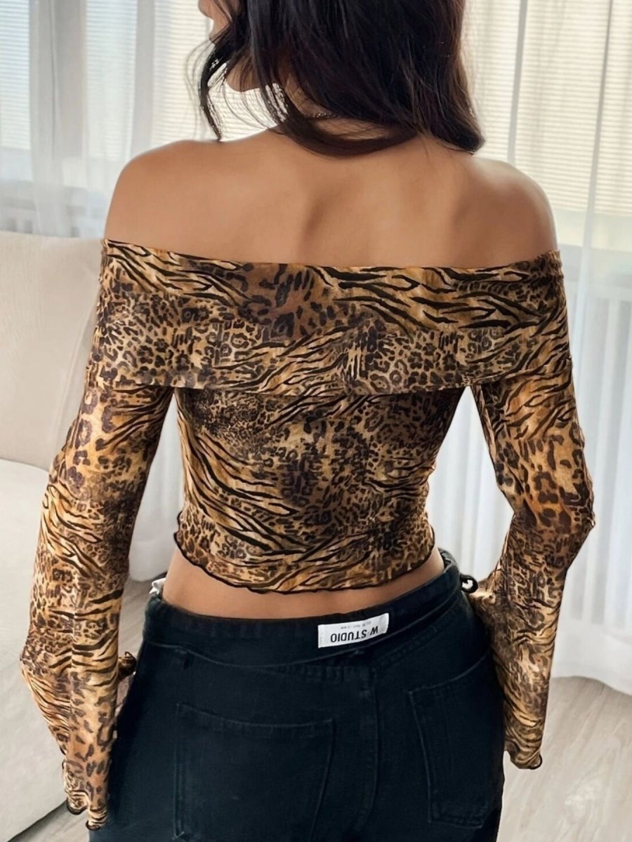 Leopard Print Off - Shoulder Top - Wow Store