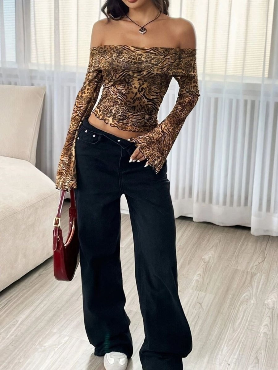 Leopard Print Off - Shoulder Top - Wow Store