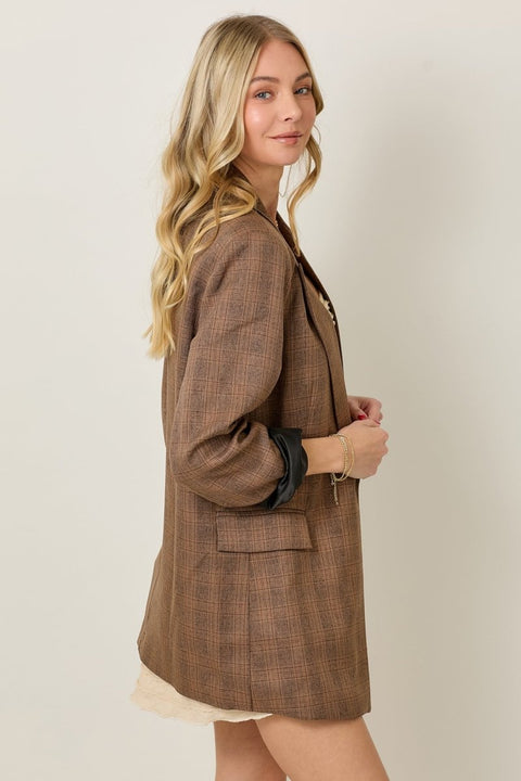 LIGHT WEIGHT PLAID BLAZER - Wow Store