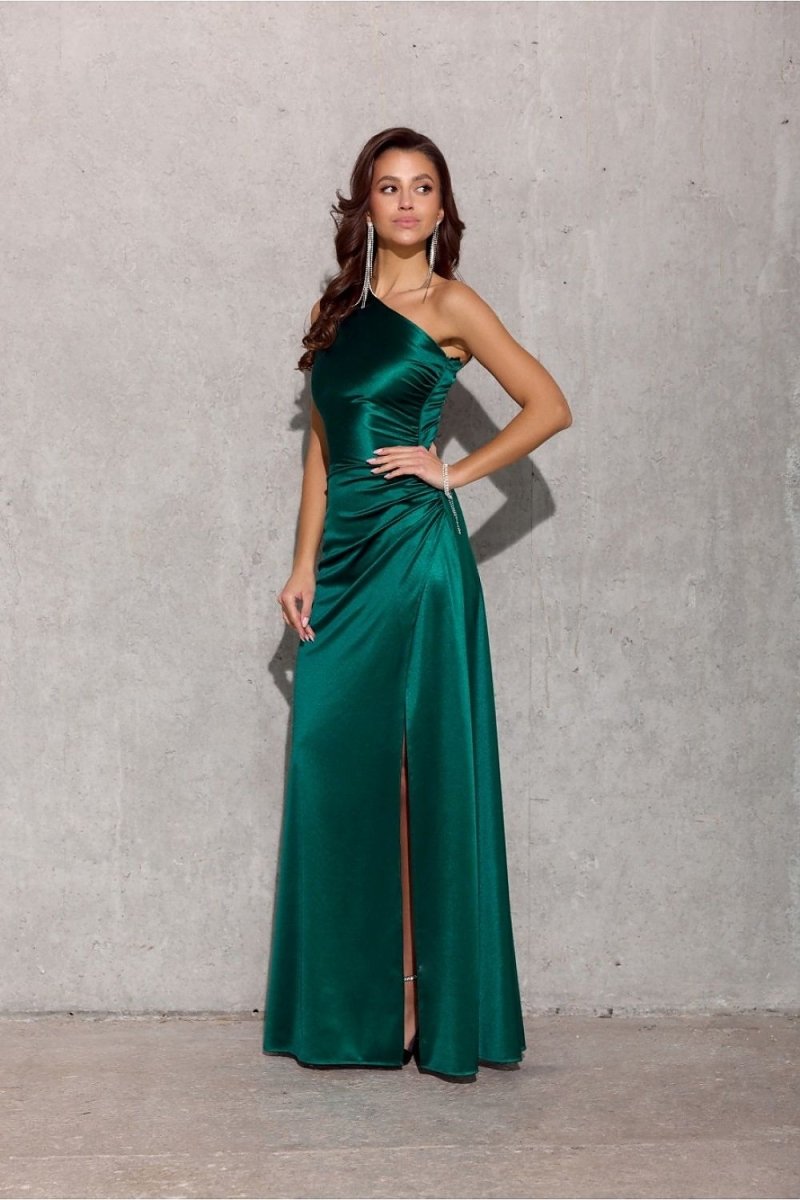 Model Wearing Elegant Long Dress at Formal Event