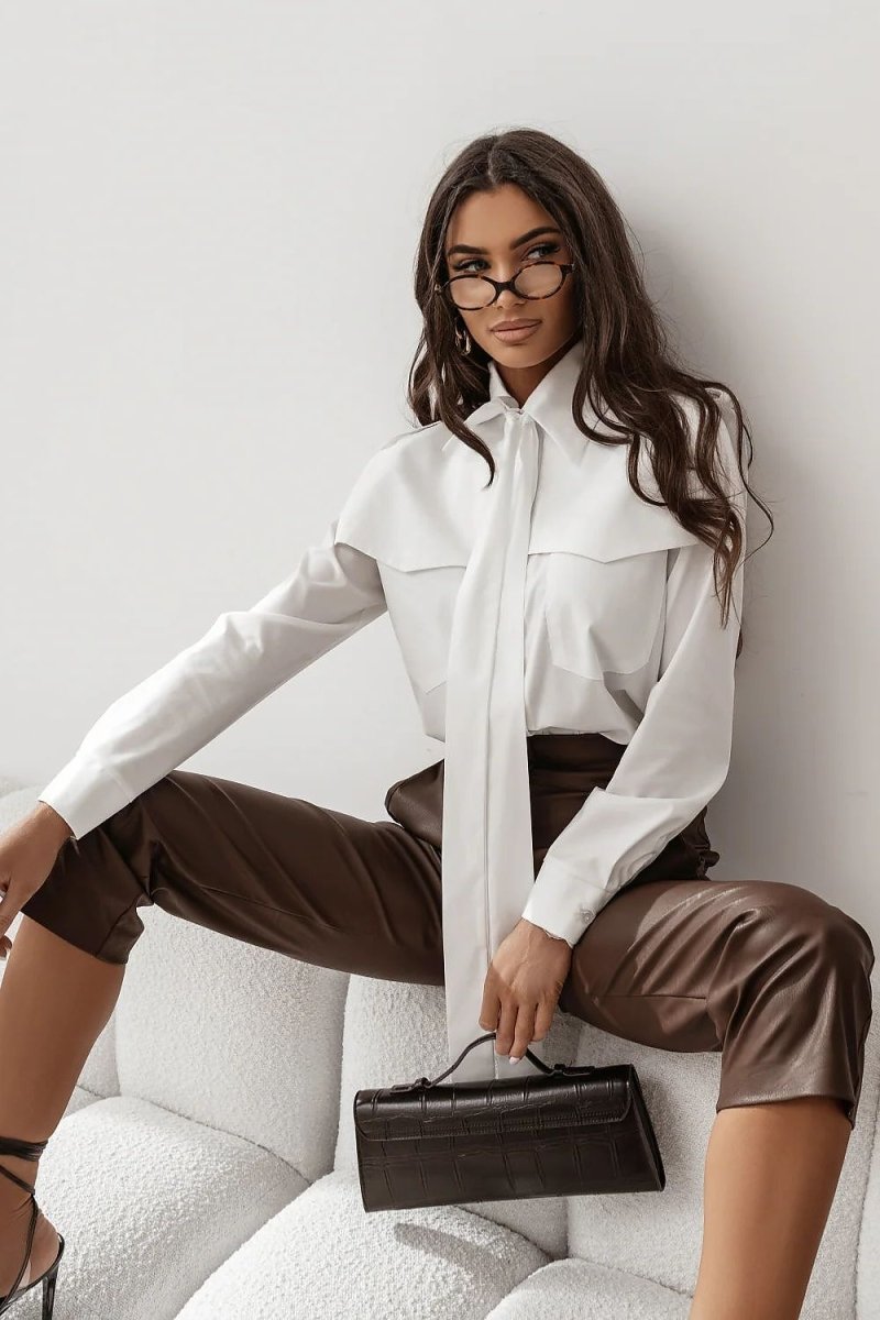La Balancia beige long sleeve shirt front view
