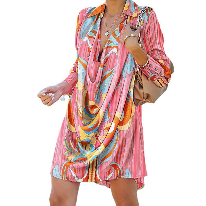 Multicolour mini shirt dress on a white background