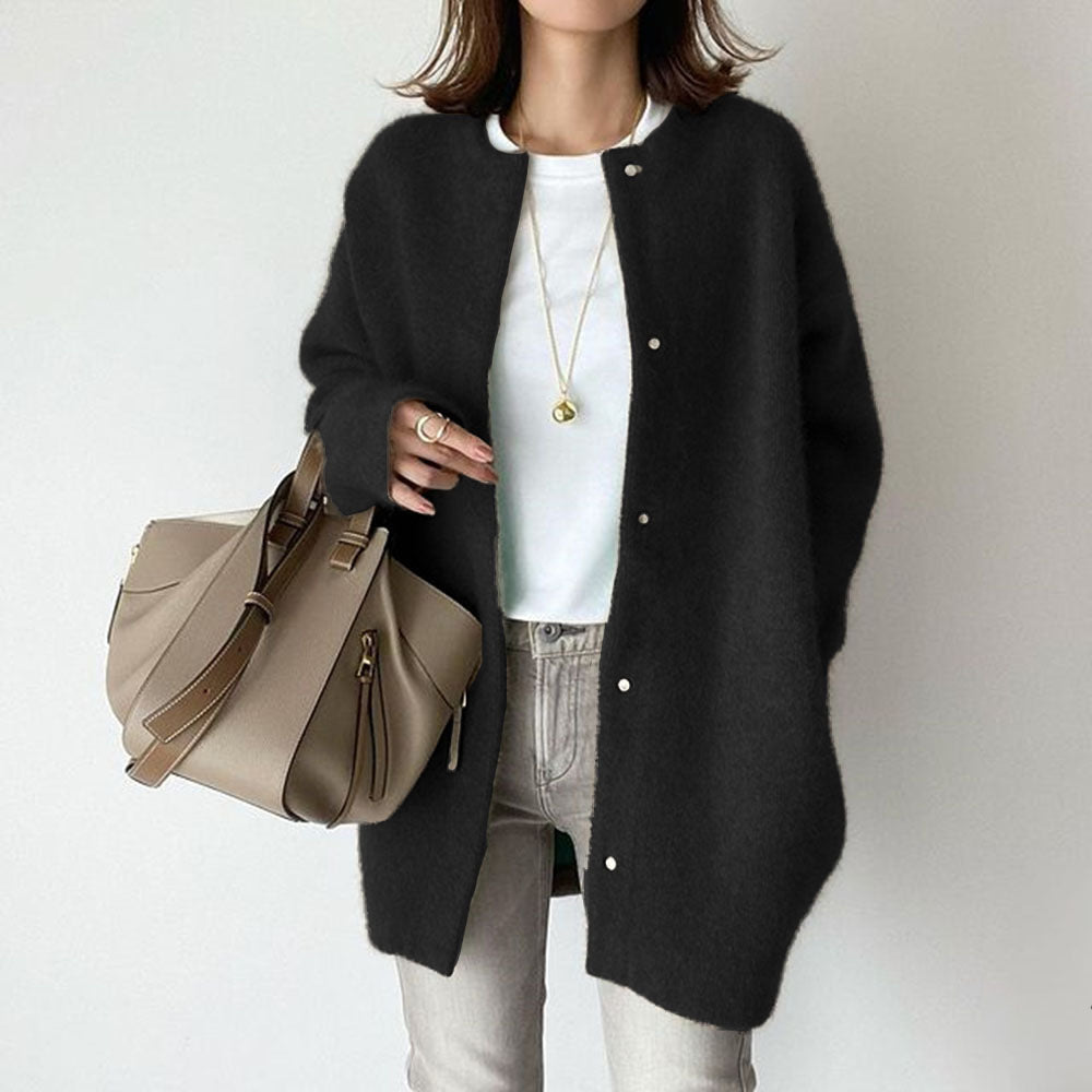 Loose Knit Cardigan Coat in black