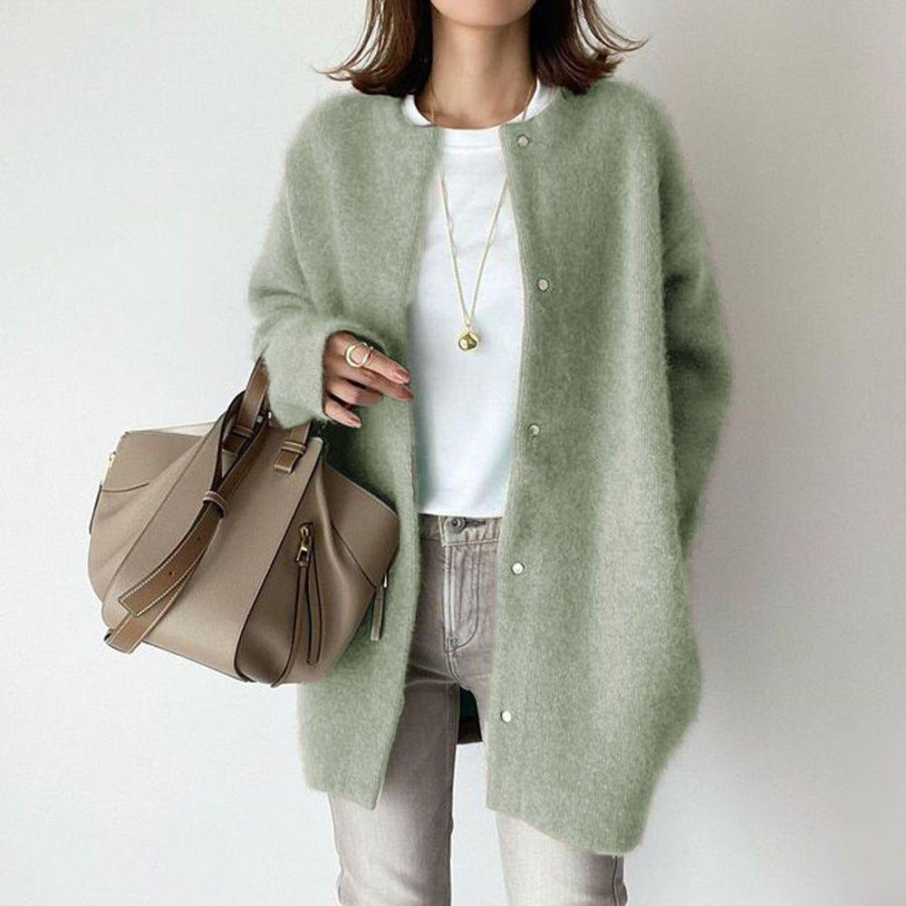 Loose Knit Cardigan Coat in light green