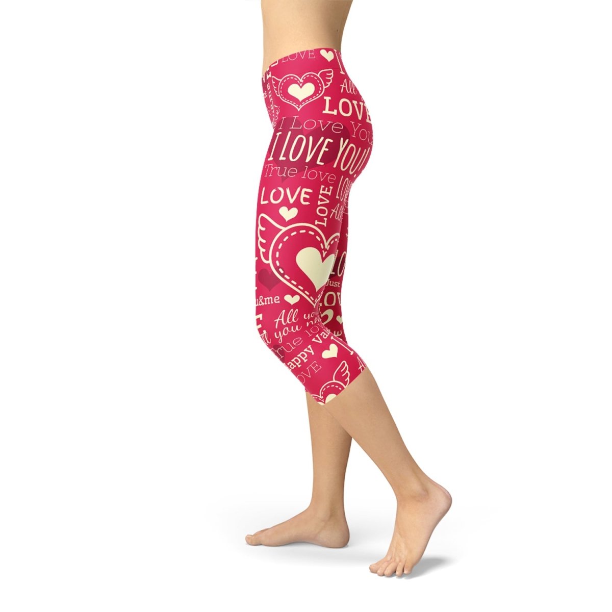 Love Hearts Red Capri Leggings - Wow Store