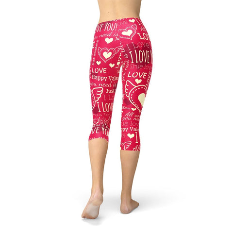Love Hearts Red Capri Leggings - Wow Store